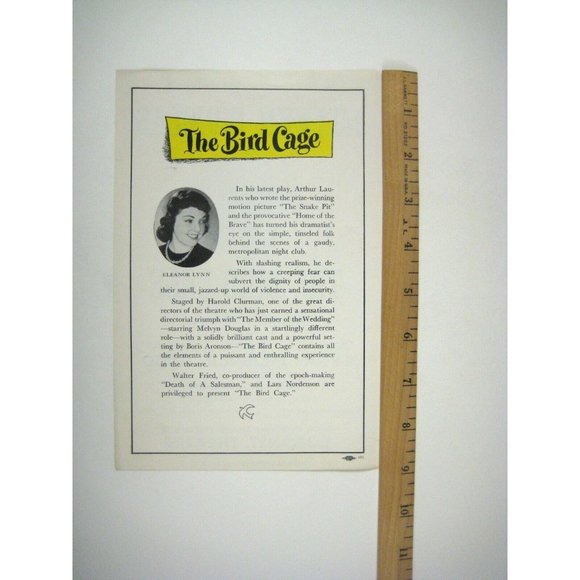 Bird Cage Flyer ONLY 1950 Melvyn Douglas Maureen Stapleton Laurents Broadway - Picture 3 of 3